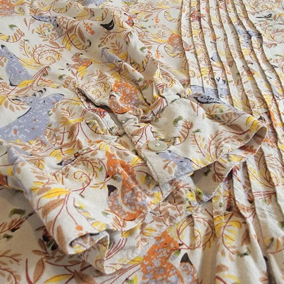 Coldwater Creek Pintuck Henley Tunic 2X Forest Animal Bunny Owl Deer Top - Picture 10 of 12